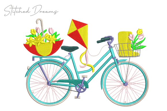 Bike Carrying Flowers Embroidery