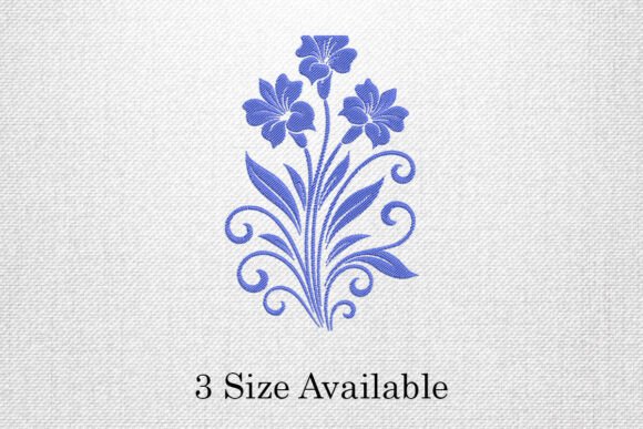 Blue Floral Swirl Embroidery Design