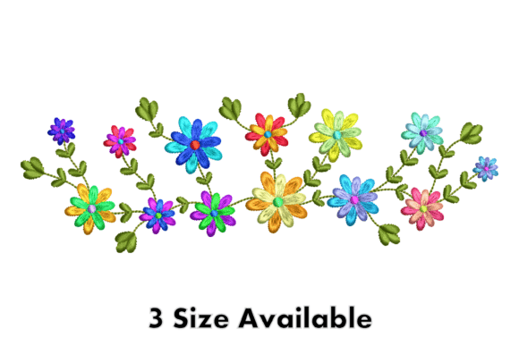 Colorful Floral Border Embroidery Design