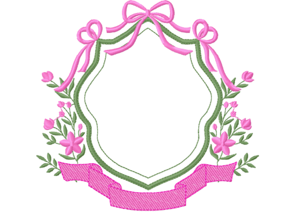 Floral Frame with Ribbon Embroidery