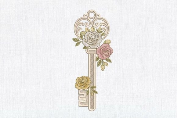 Floral Key Rose Wedding Valentine