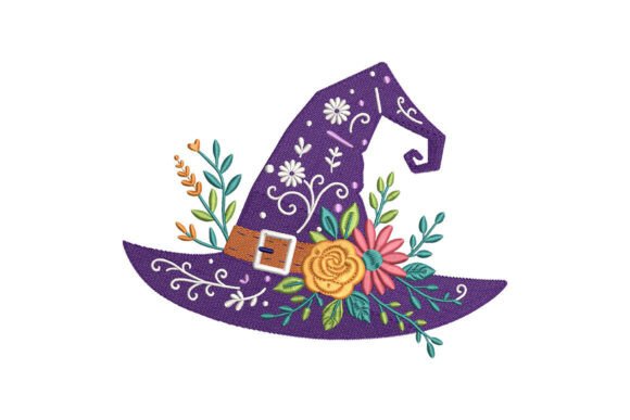 Floral Witch Hat Embroidery File