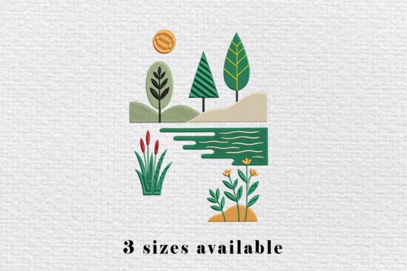 Minimal Landscape Embroidery Design