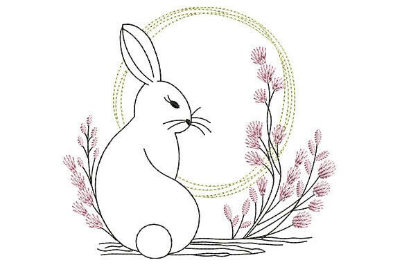 Minimalist Bunny with the Moon