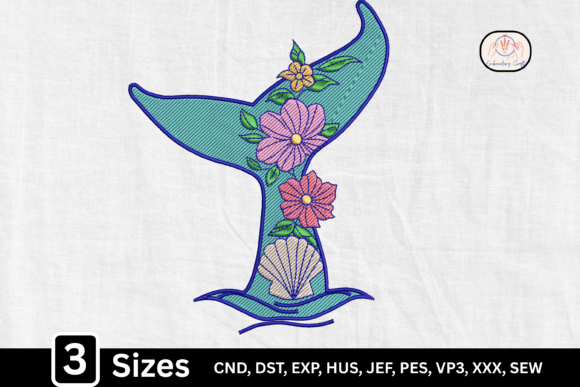 Ocean Life Floral Whale Tail