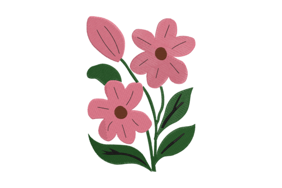 Pink Flower Machine Embroidery