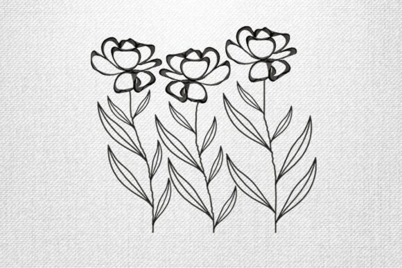 Triple Bloom Floral Embroidery Design