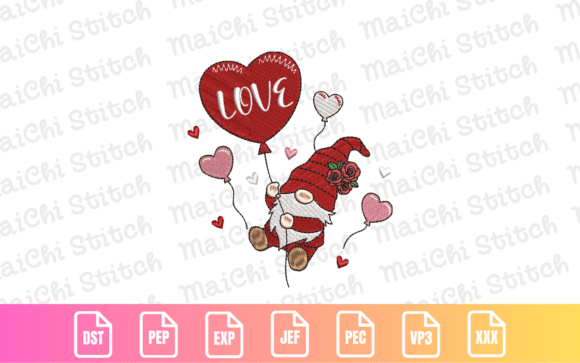 Valentine Gnome with Heart Balloons