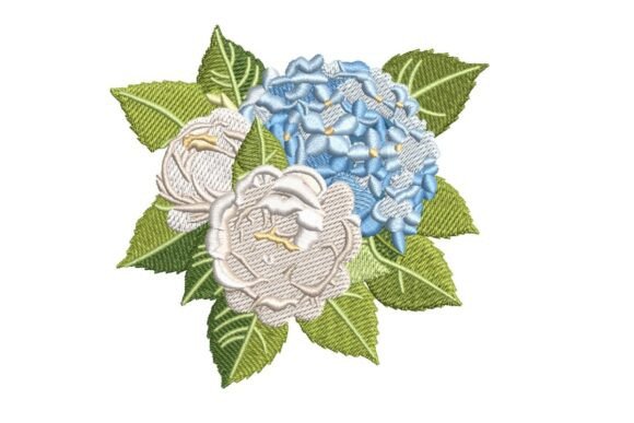 White and Blue Bouquet: A Seasonal Embroidery Staple